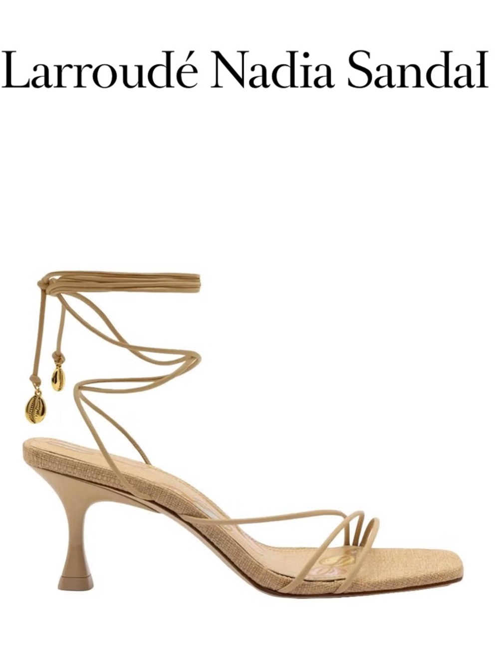 Larroudé Nadia Sandals Beige Mini Heel Sandal - Picture 3 of 9